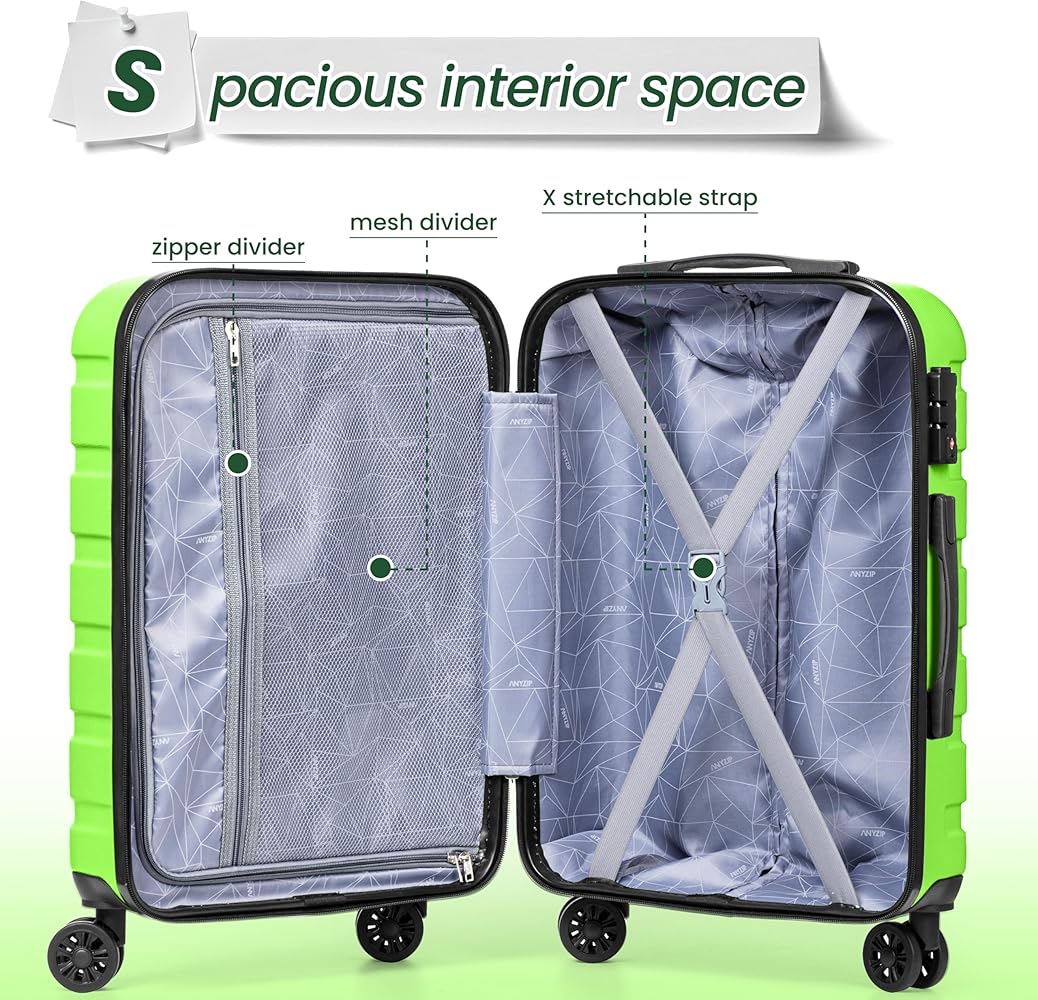 Amazon.com | AnyZip Luggage Sets 3 Piece Hardshell Suitcase Set PC